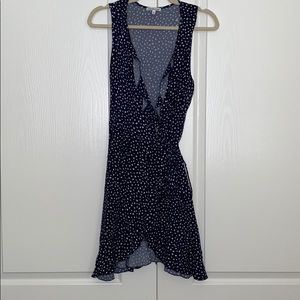 Charlotte Russe Navy Polka Dot Ruffle Wrap Dress